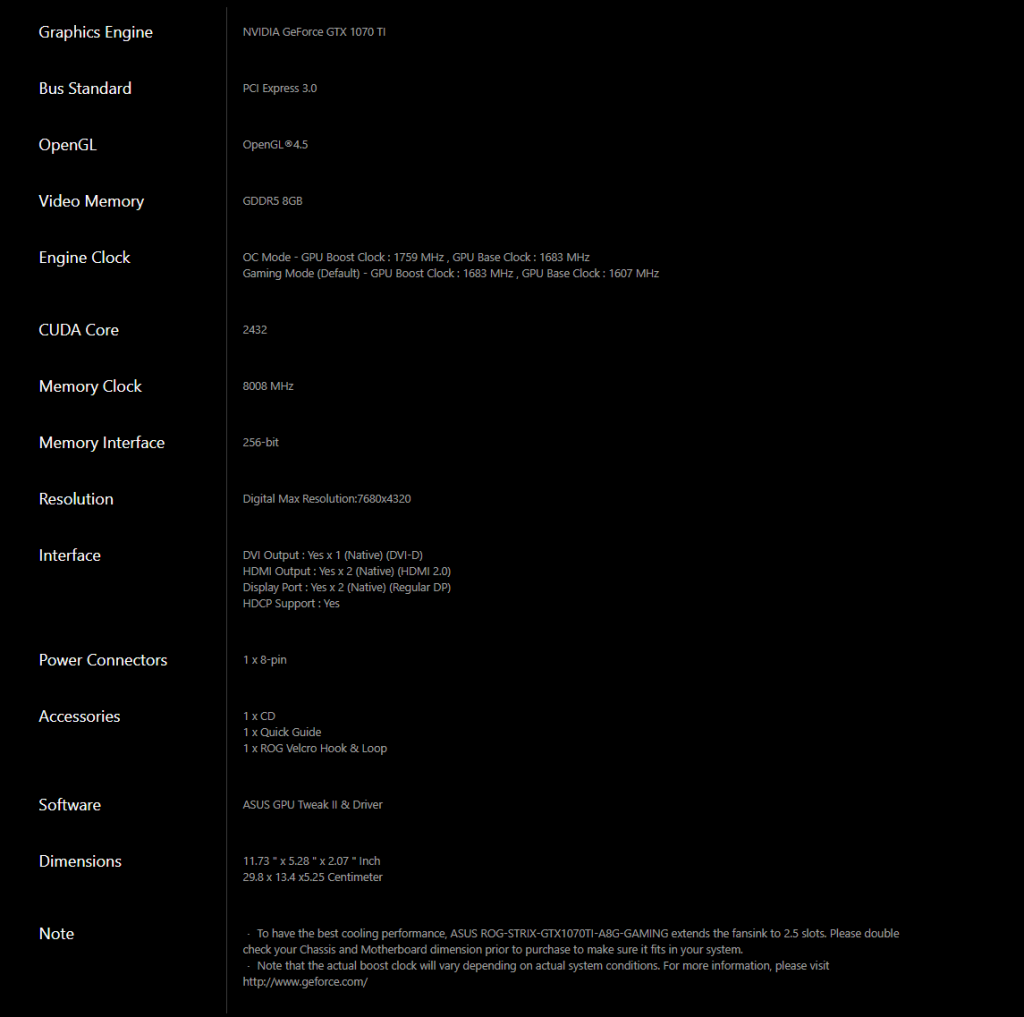 GTX 1070 Ti Specifications