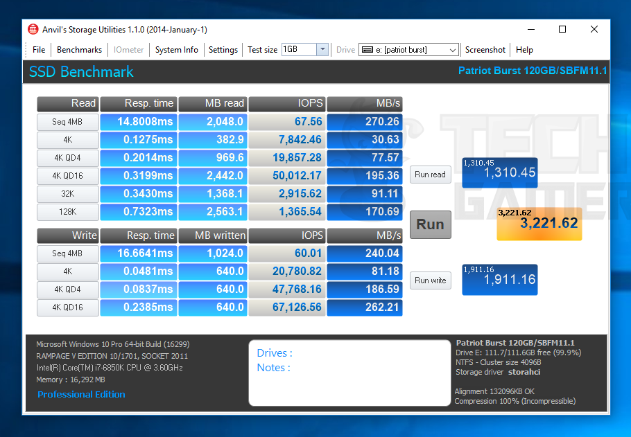 120GB Patriot Burst SSD Review PC Mark Bench Mark Testing