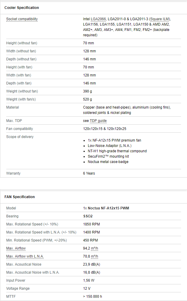 NH-L12S Specifications