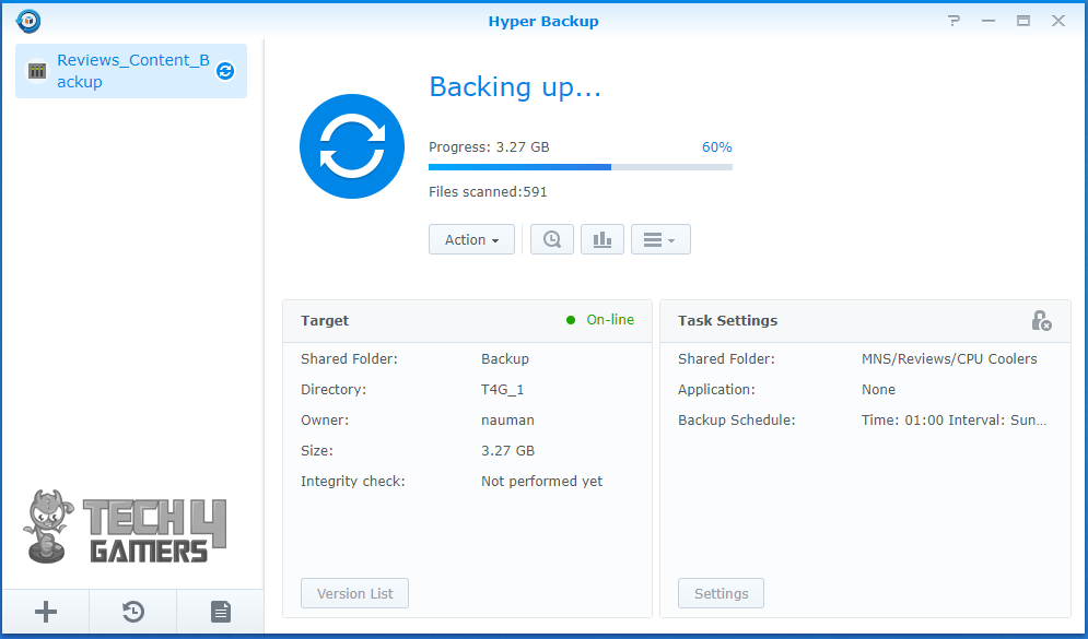 synology 218+ user create back up task 