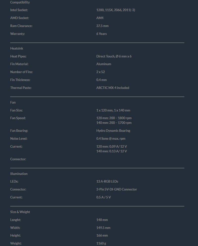 arctic freezer 50 Specifications