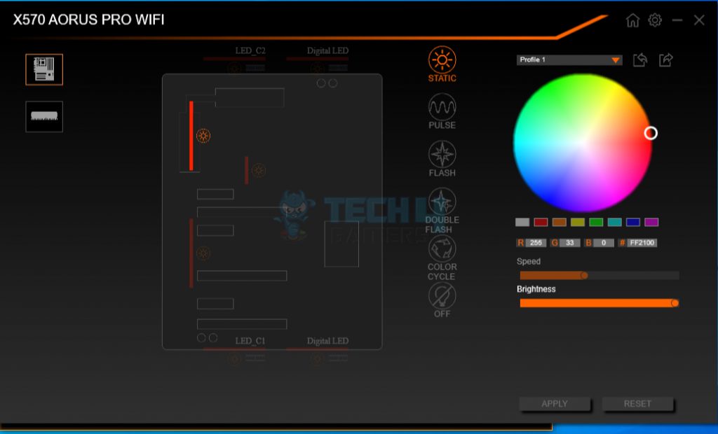 X570 gigabyte aorus Motherboard lighting control 