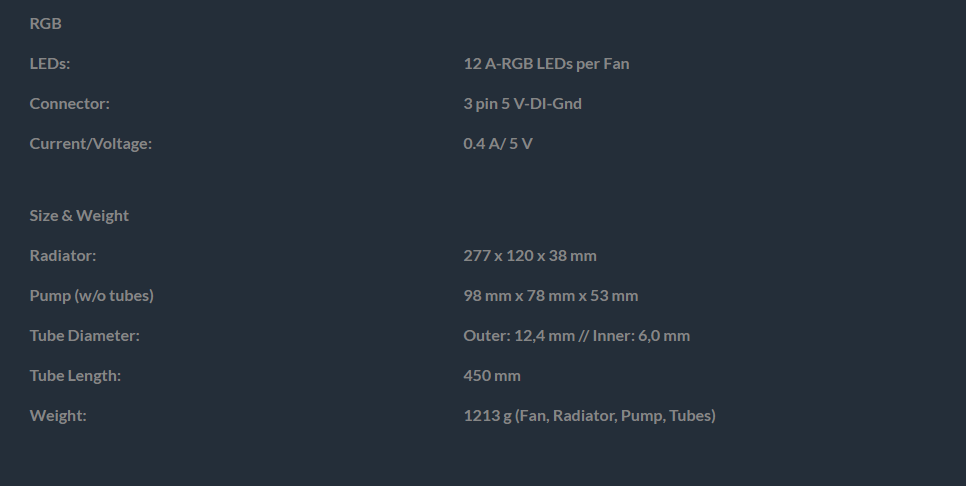 ARCTIC Liquid Freezer II 240 A-RGB Specifications