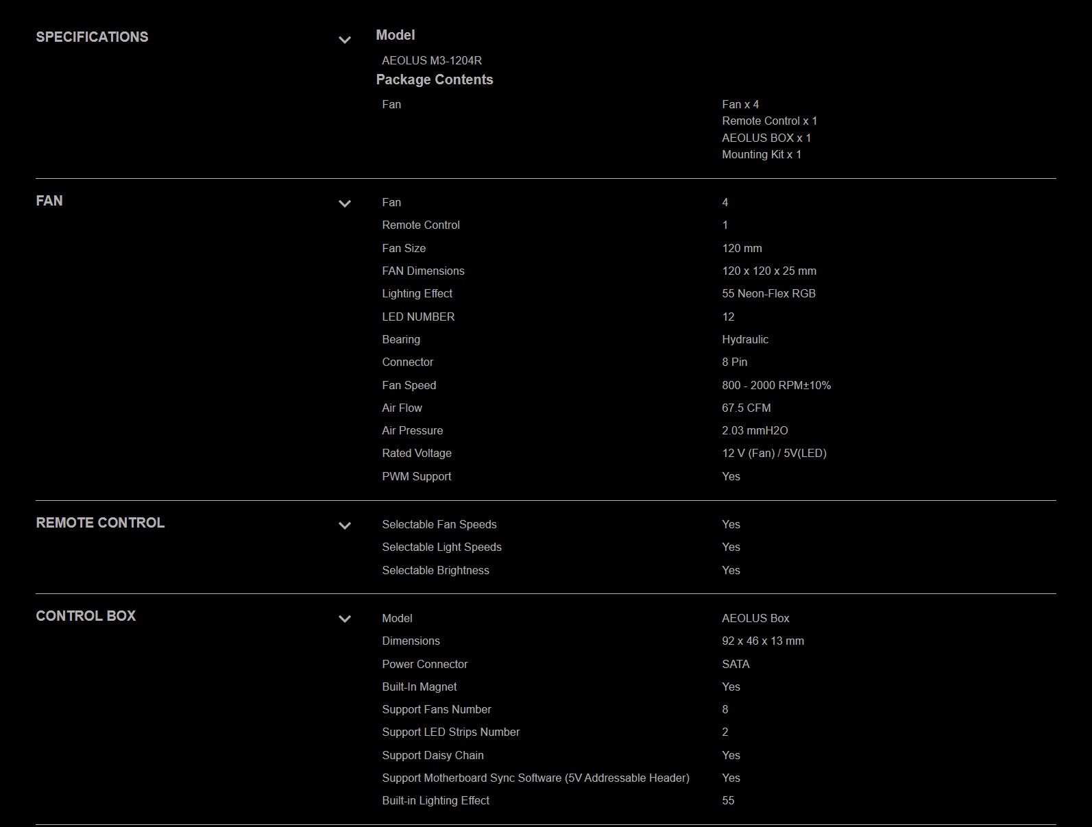 GAMDIAS M3-1204R A-RGB Specs