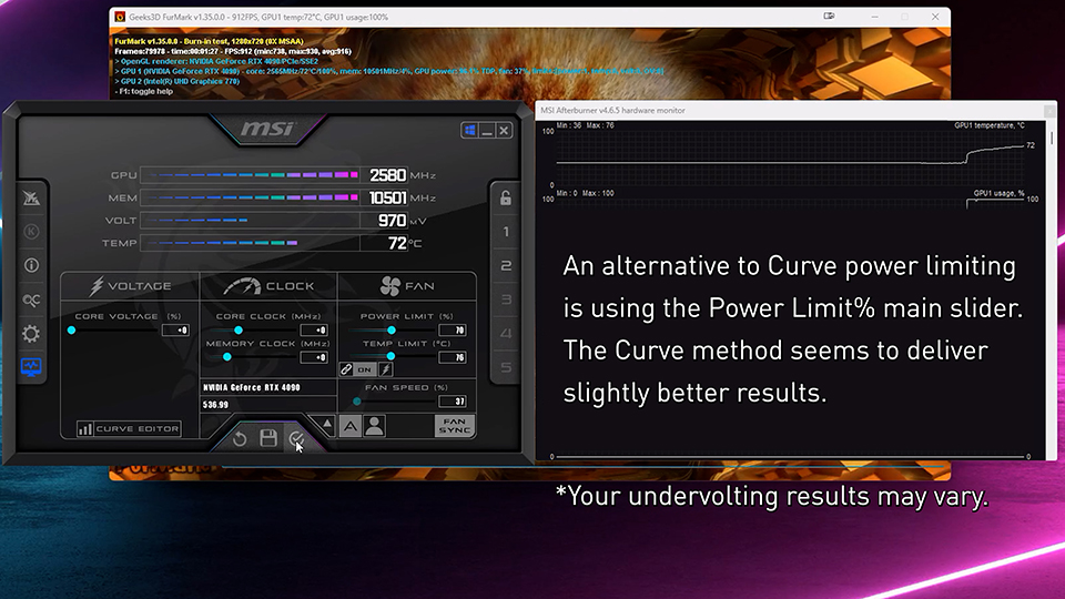 Image showing Locate Clock Slider on MSI afterburner 