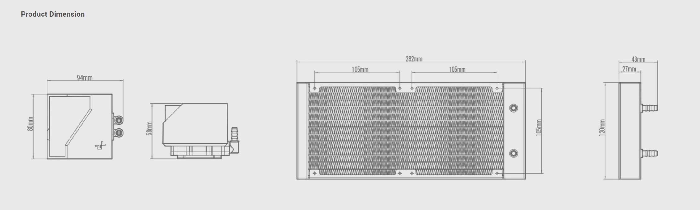 DeepCool LT520 Dimensions