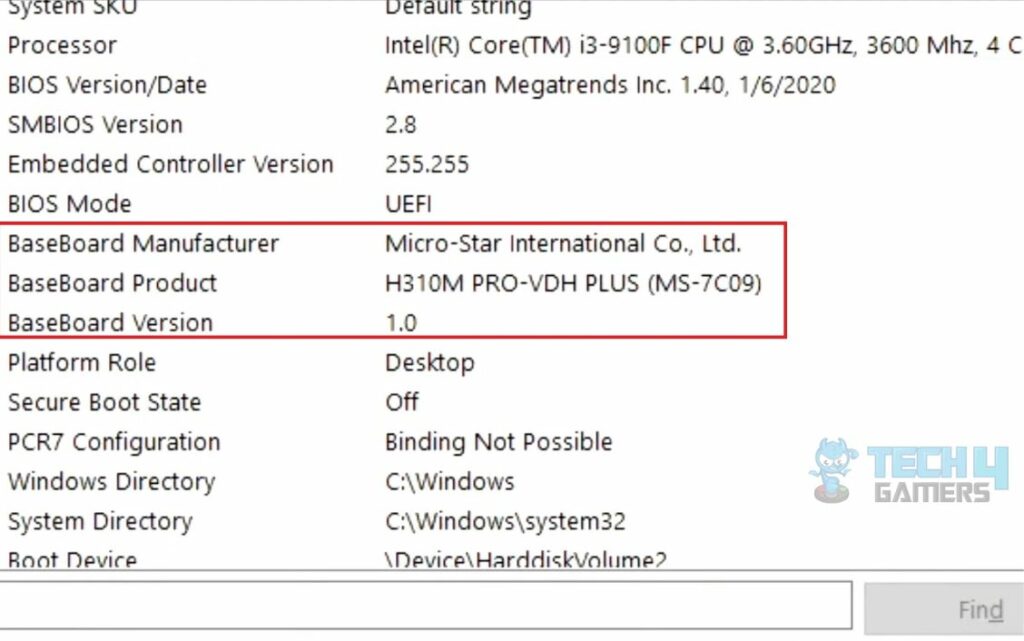 Motherboard details To Check PC Specs