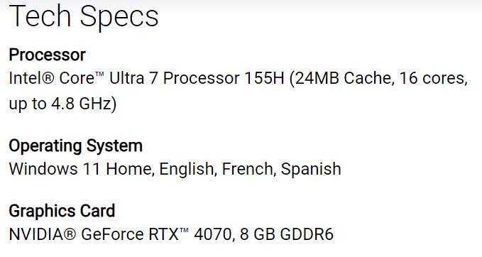 XPS 16 specs