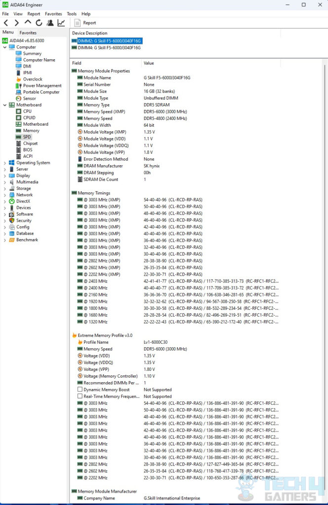 SPD info from AIDA64 Engineer