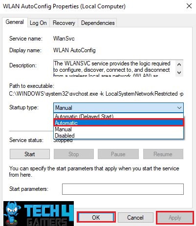 WLAN AutoConfig properties