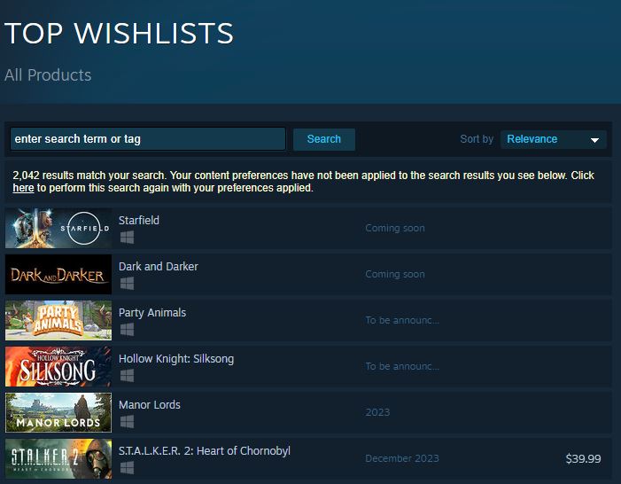 Starfield Top Wishlist Steam 