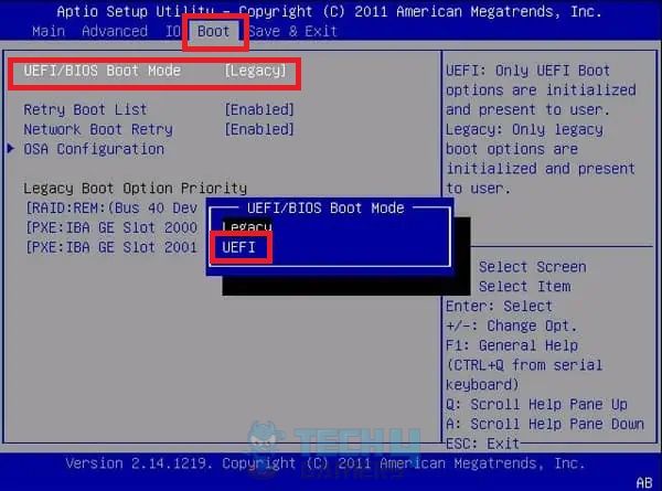 Head to the Boot menu, click Boot Mode and choose UEFI.