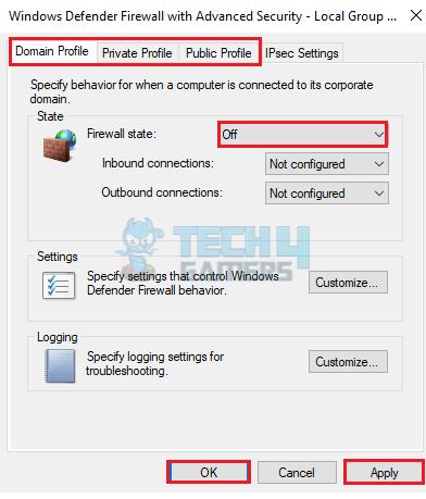 Remove Firewall For Profile