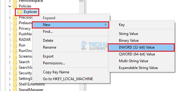 Create DWORD In Explorer