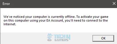 Origin: We've Noticed Your Computer Is Currently Offline