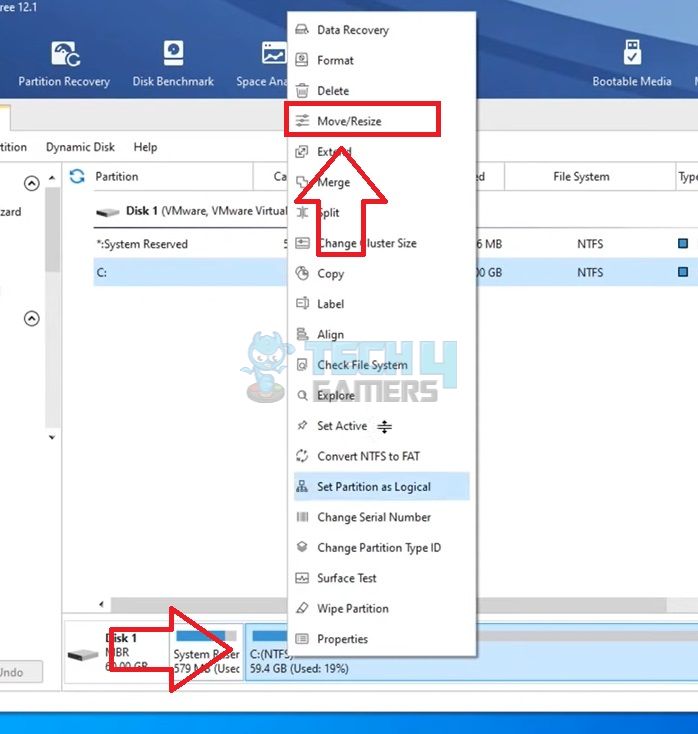 unable to recover your pc the system drive is too small