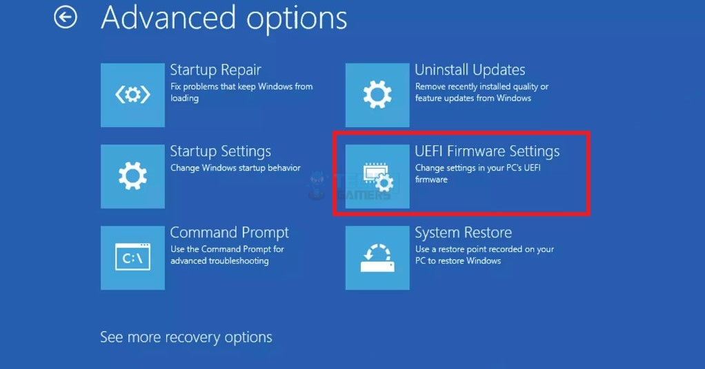 Entering BIOS through UEFI firmware settings