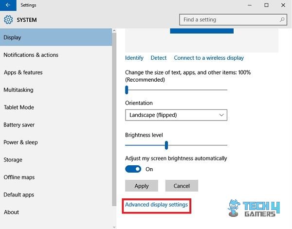 Advanced Display Settings