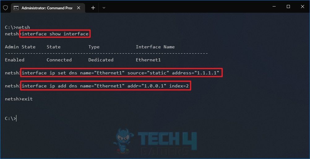 DNS Setting in Command Prompt