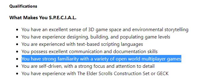 The Elder Scrolls 6 Multiplayer Associate Level Designer