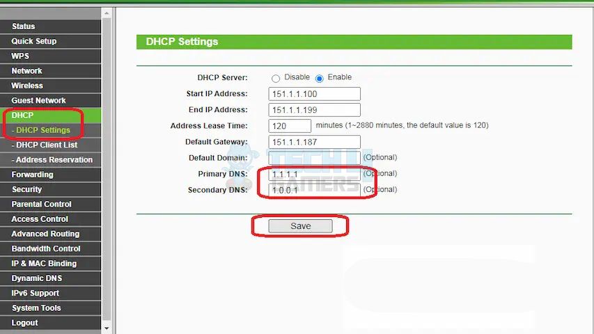 Change DNS in router firmware 