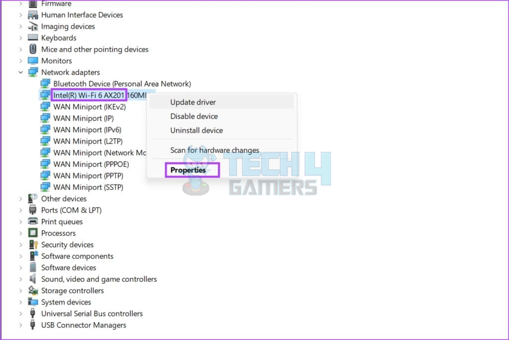 image showing drivers of wifi ax201