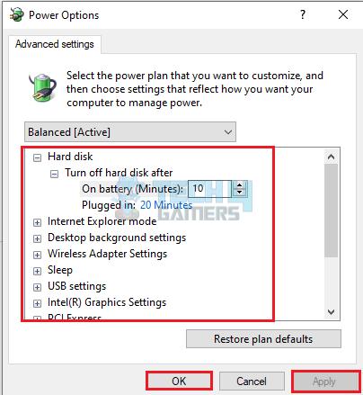 Change Additional Power Settings