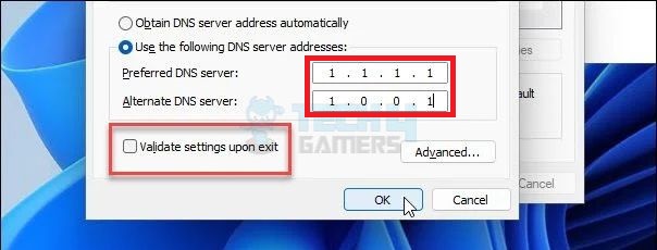 Enter DNS in the relevant boxes