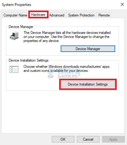 Device Installation Settings