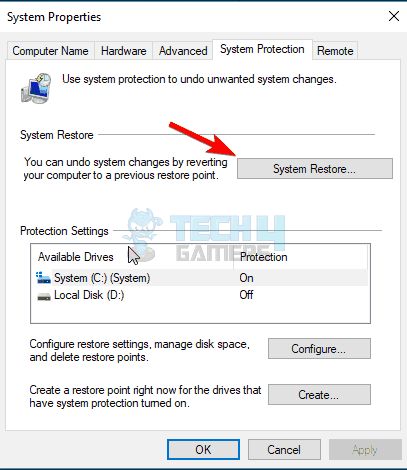 System Restore Option