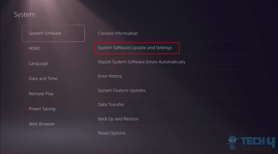 Updating PS5 console to fix PS5 Spotify error