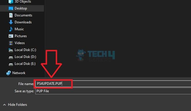 Name and save PS4 Update File