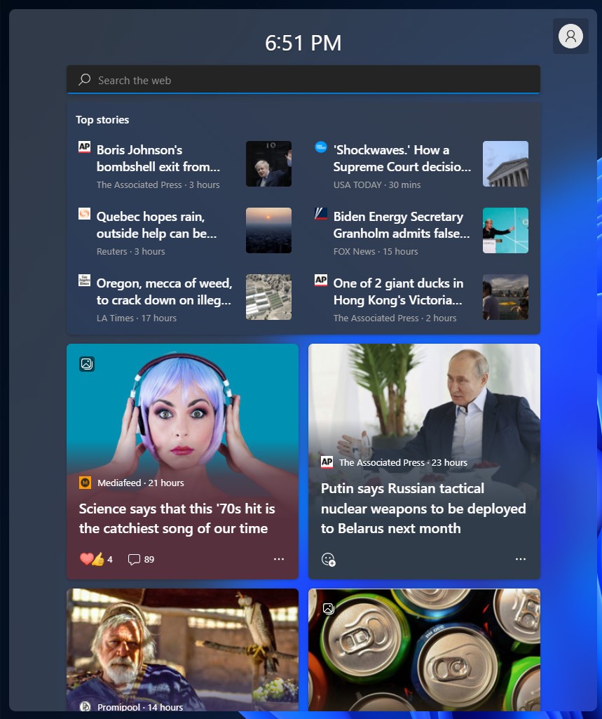 Windows 11 Widgets Top Stories