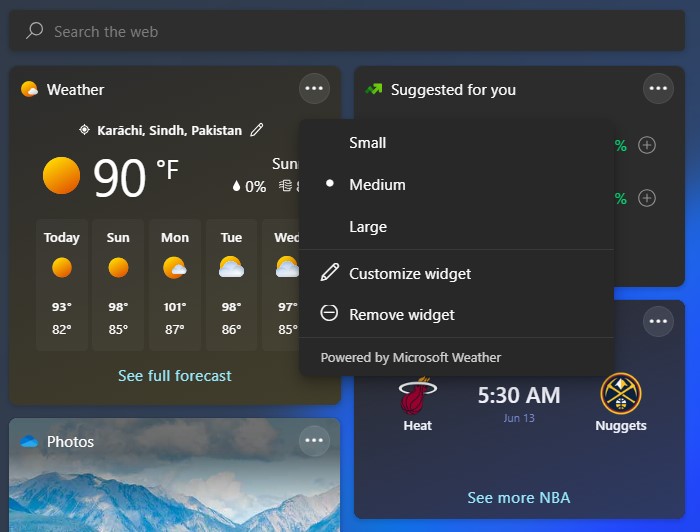 Windowss 11 Customize Widgets