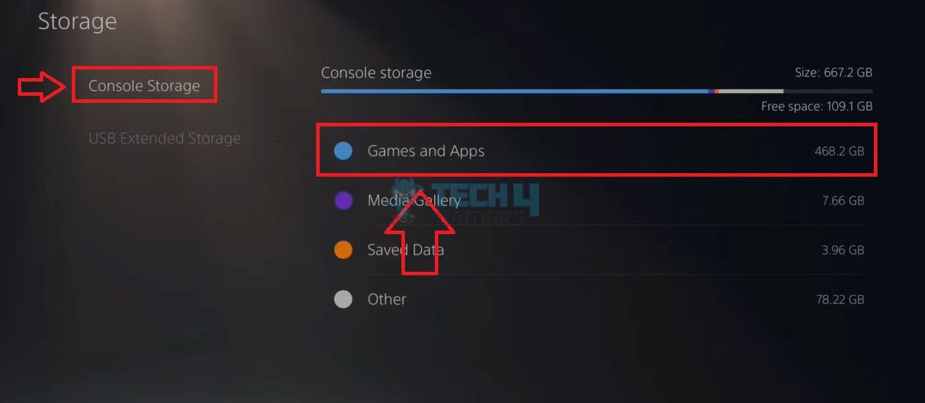 Console Storage games and apps