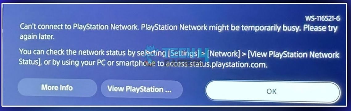 PS5 Error WS-116521-6 message