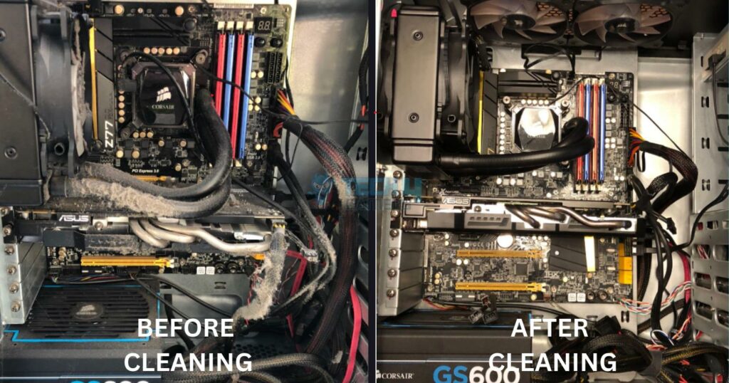 Comparing Motherboard Before And After Cleaning