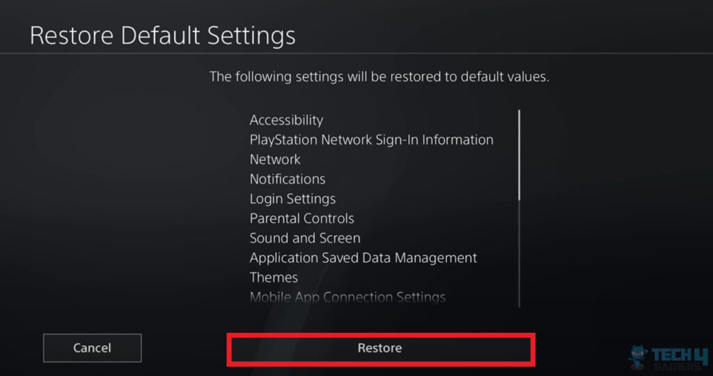 Restore The Network Settings