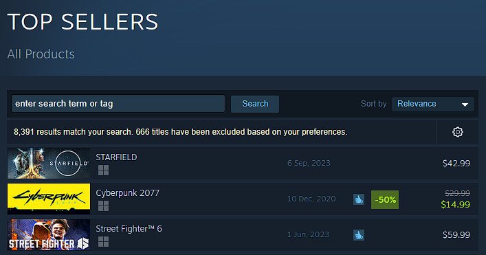 starfield top seller steam