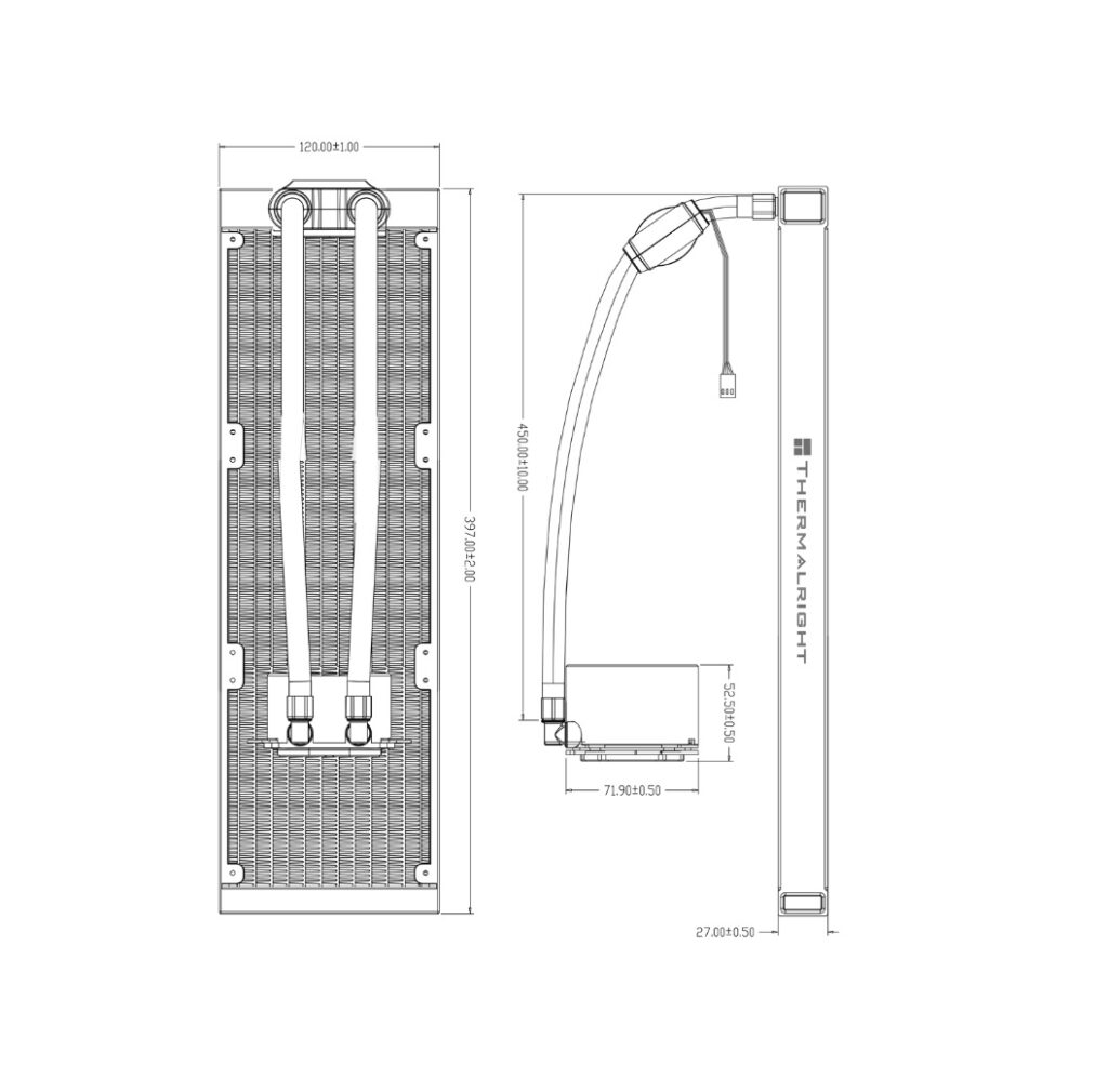 Thermalright Frozen Magic 360 Scenic V2 Liquid Cooler — Dimensions