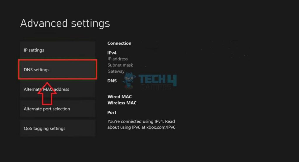 DNS Settings in Advanced settings