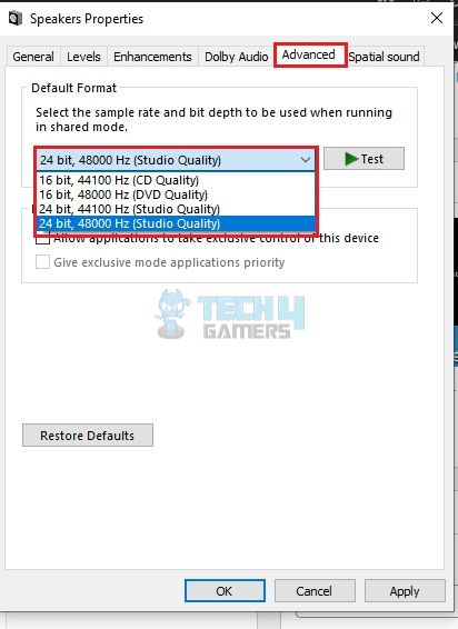 Set correct configurations