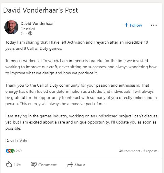 David Vonderhaar Treyarch