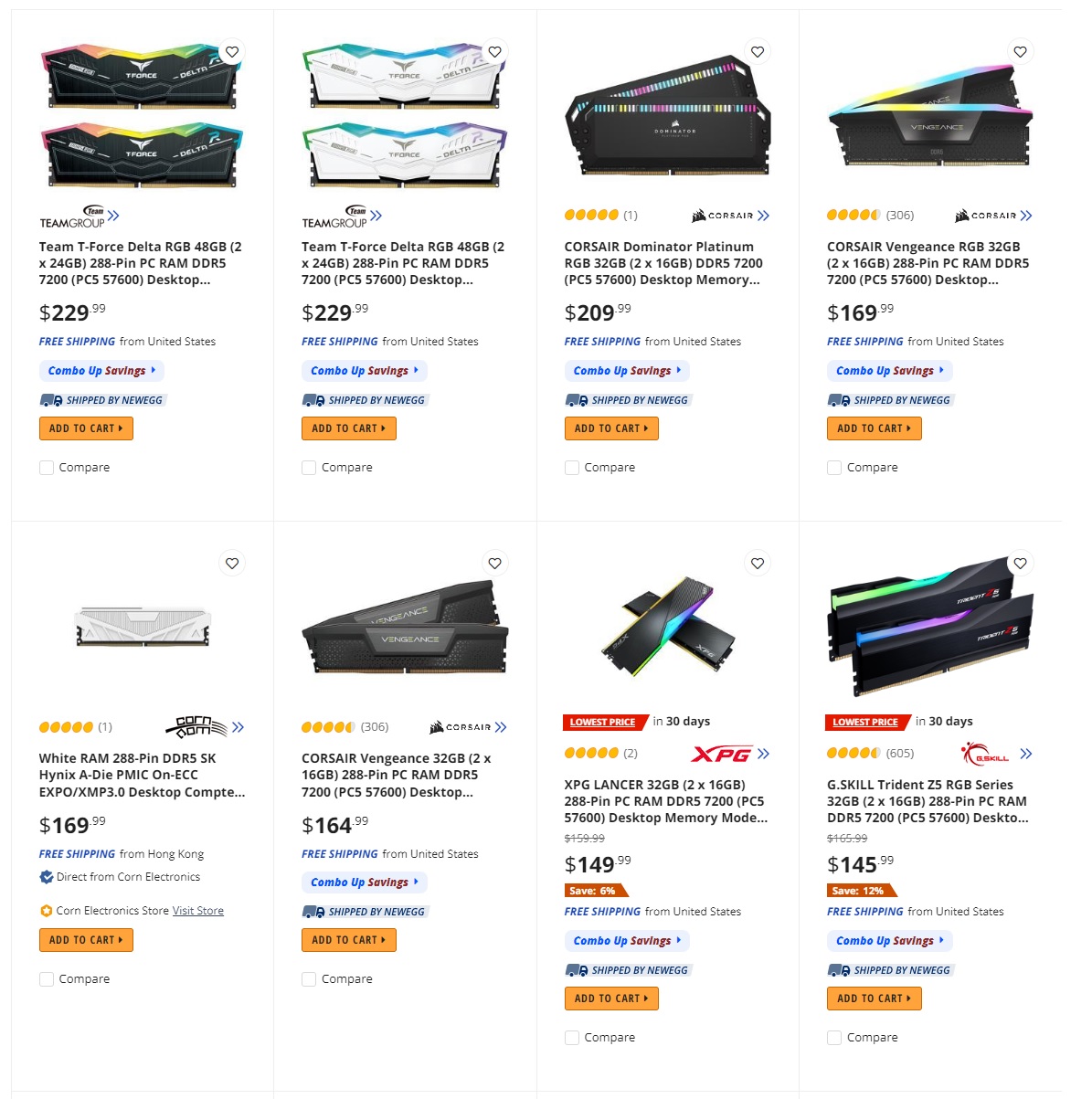 V-Color Manta xPrism RGB DDR5 32GB — NewEgg Pricing