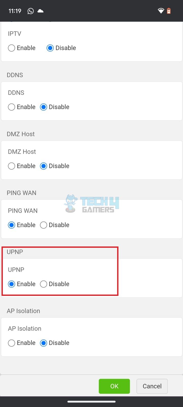 Enable UPnP