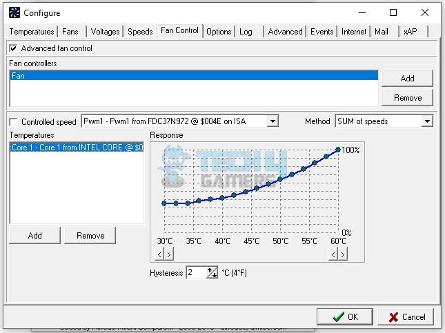 Adjusting Fan Curves to control case fan speed.