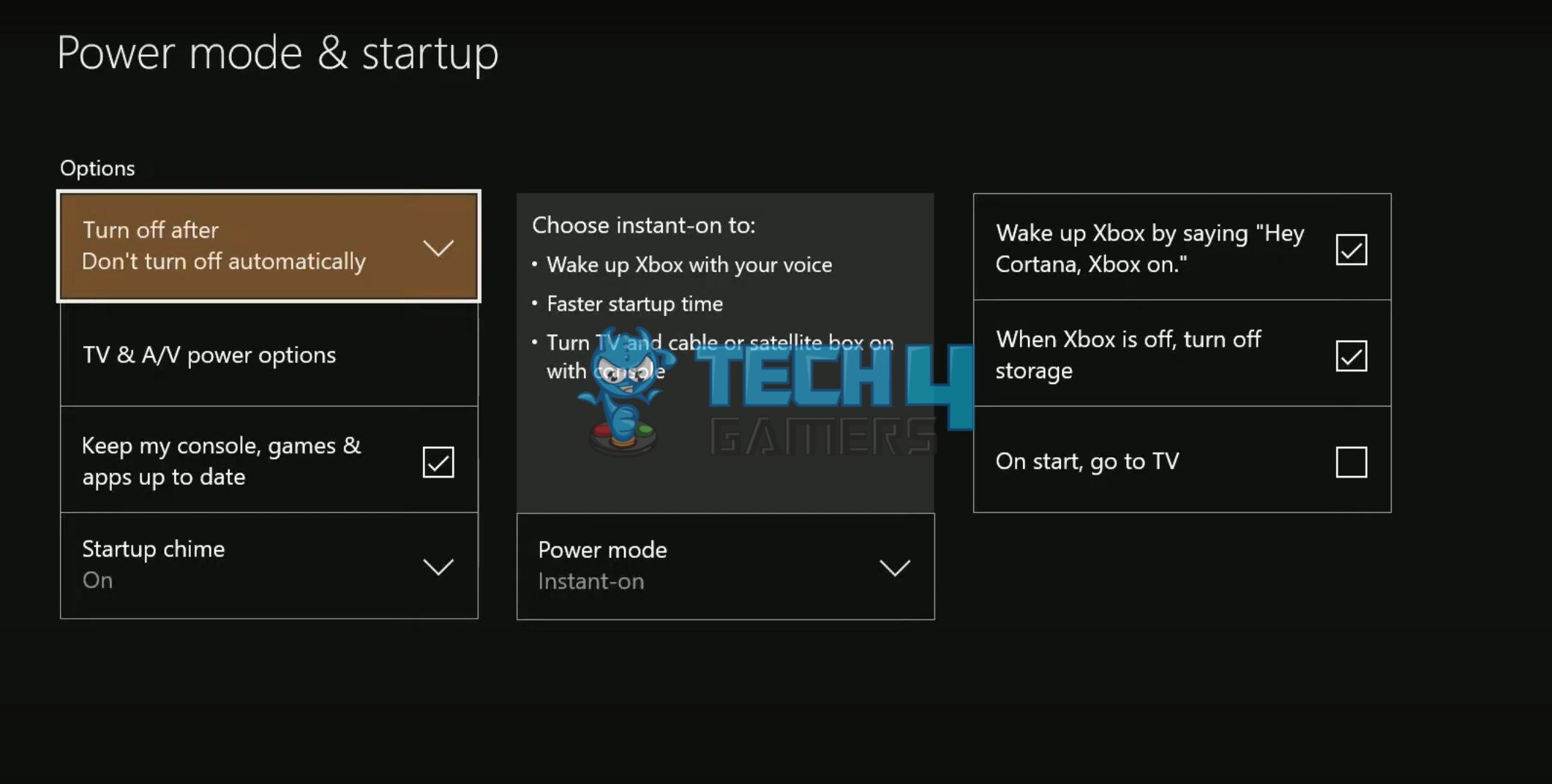 Image of Power Mode and Startup in xbox 