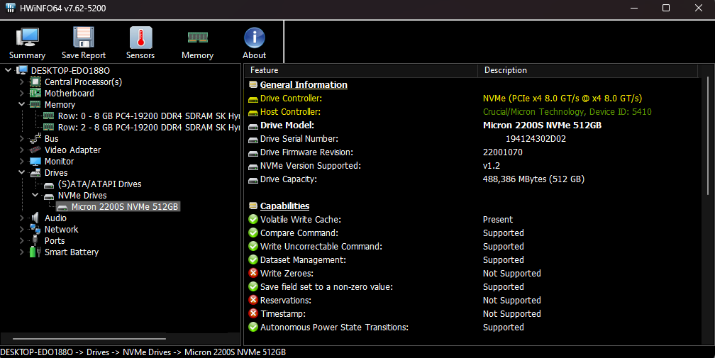 SSD Controller Using HWINFO