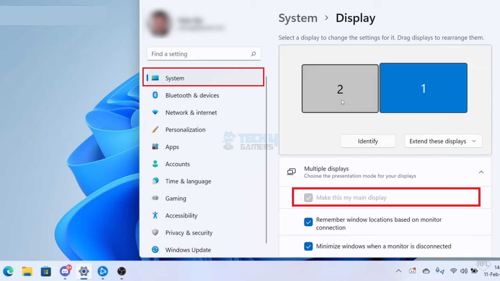 Set The Secondary Screen As Main Display 