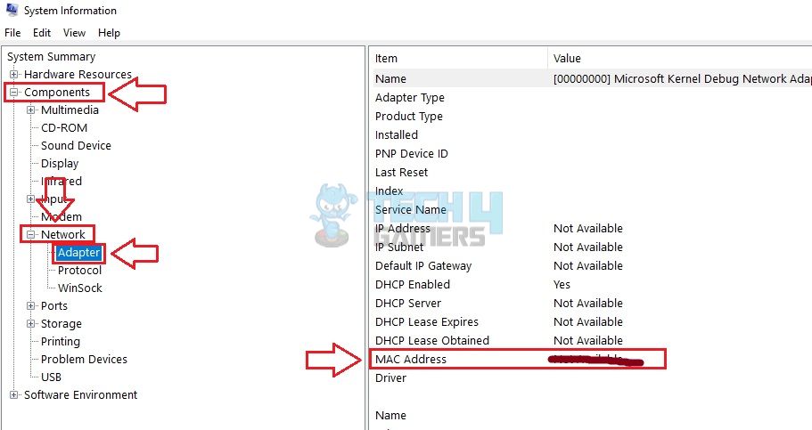 MAC Address In System Information